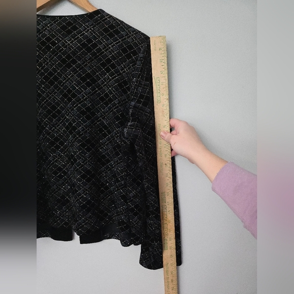Vtg Jacket Womens 14/16 W Black Velvet Sparkle Dressy Preppy Clueless Academia - Picture 11 of 11